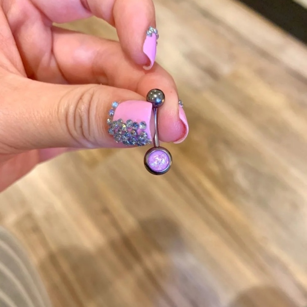 Lilac belly ring